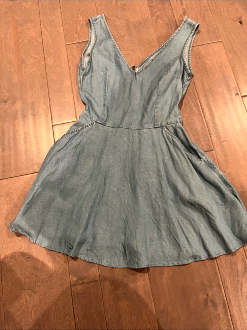 Topshop Light Blue Denim V-Neck Sleeveless Mini Dress